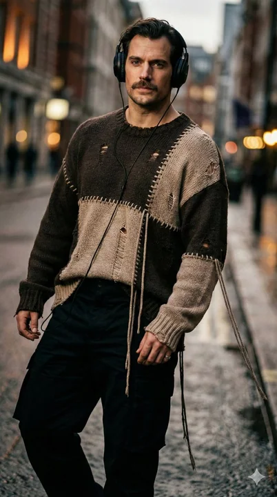 Portrait d'un homme stylé en plein air avec des effets lumineux de cinéma