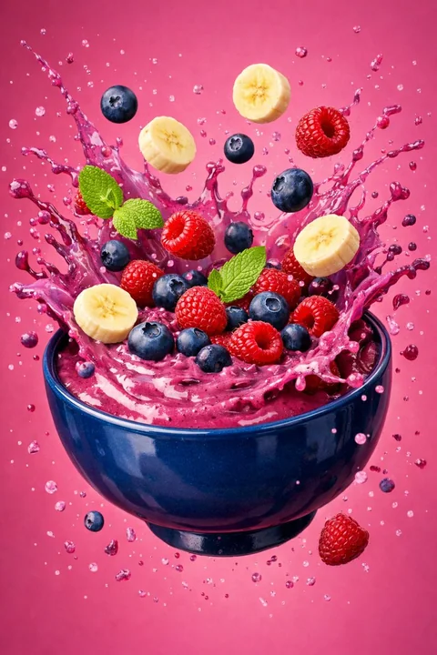 Explosion instantanée de smoothie de myrtilles 8K UHD de qualité professionnelle