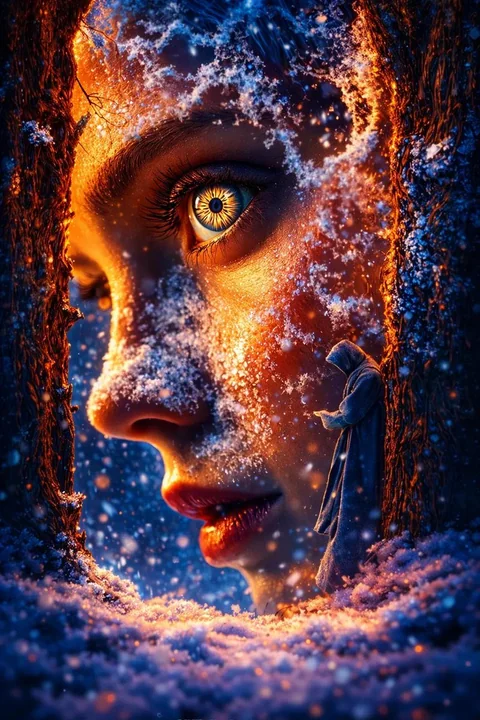 氷と火の融合する森の幻と、神秘的な金目の魔女