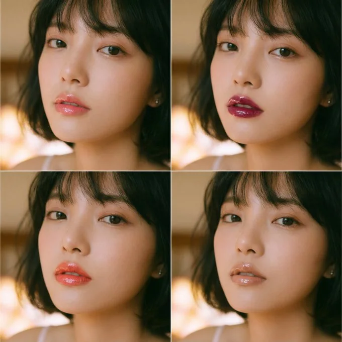 Image of a female face with lipstick and lip gloss applied