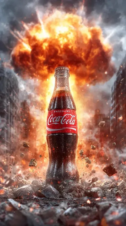 爆発の衝撃波の中の完璧なコーラ