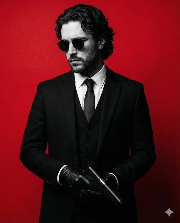 Gun-Wielding Anti-Hero in Black and Red Shadows