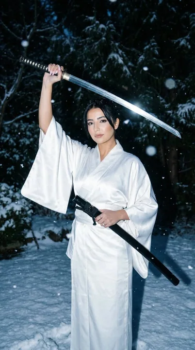 Lame blanche de la nuit de neige : l'élégance mortelle de la guerrière silencieuse