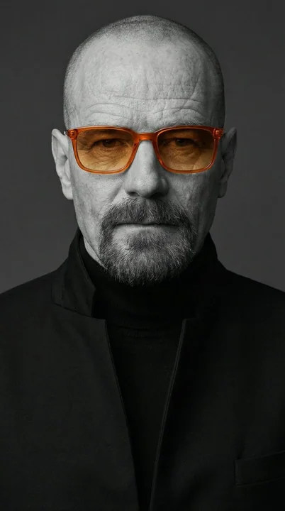 Portrait en noir et blanc minimaliste avec des lunettes de soleil orange