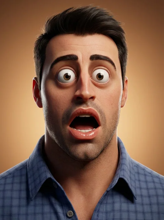 Portrait 3D cartoon en argile avec expression de surprise