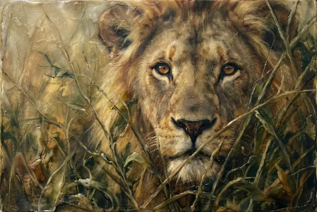 Le mystérieux lion mâle tapi dans la jungle