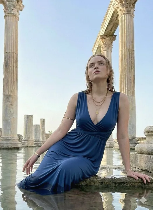 Aphrodite moderne inondée dans le temple