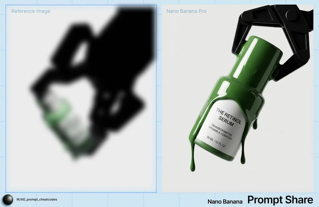 Bouteille de sérum de rétinoïde enveloppé dans un liquide vert épais