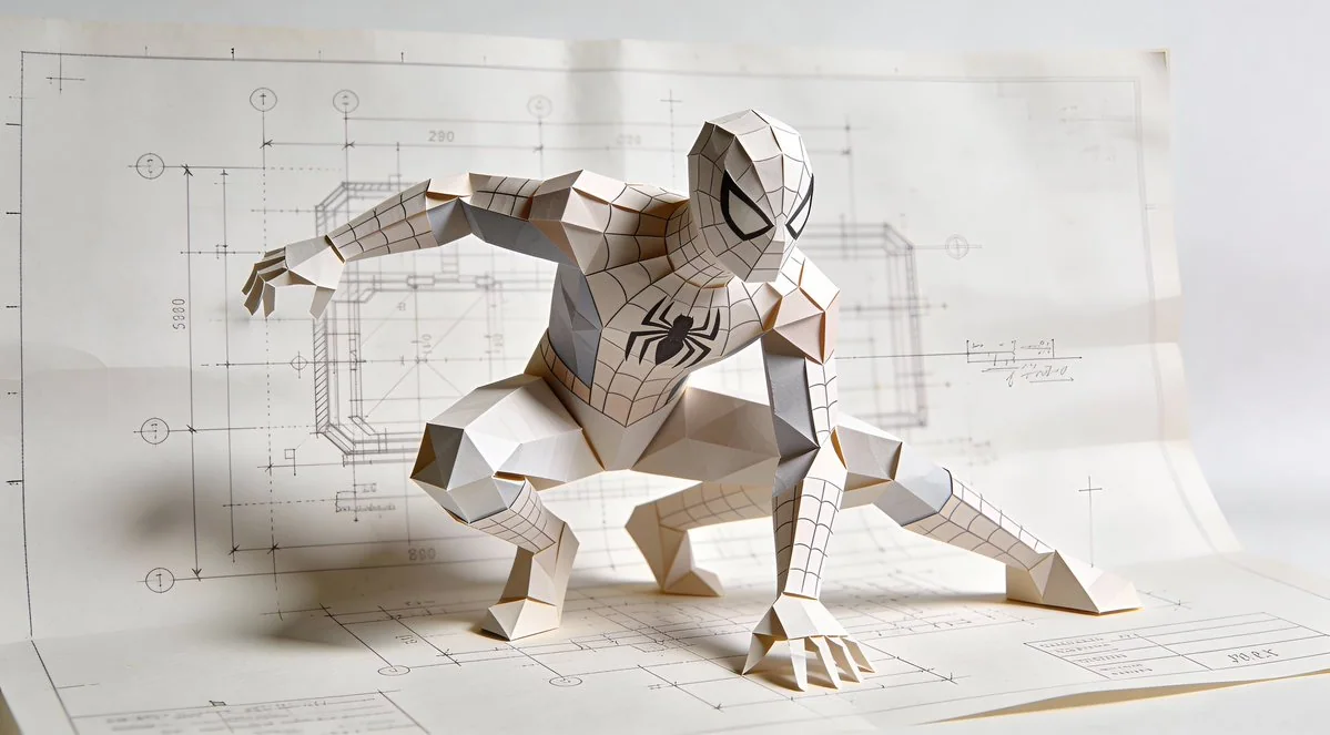 ジオメトリック・オリガミ・ブループリント風スパイダーマン