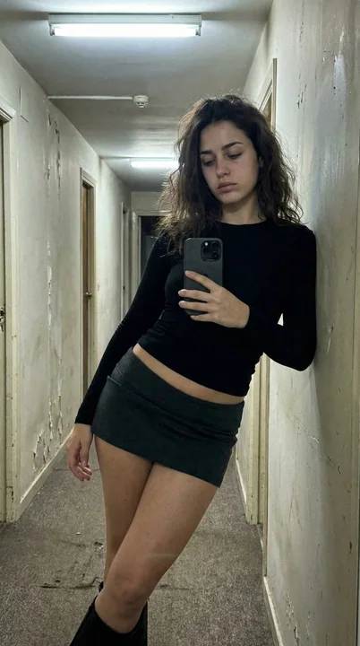 Autoportrait paresseux dans un couloir désert à l'heure du petit-déjeuner