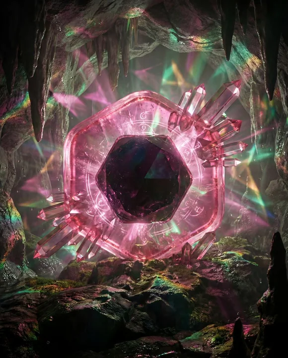 Crystaux prismatiques fantastiques poussant dans les cavernes sombres