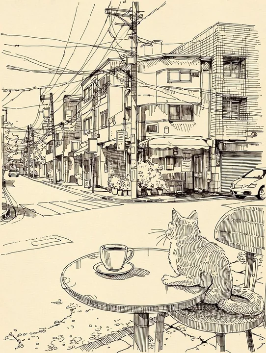 紙上の絵画と現実のシーンが完璧に融合する