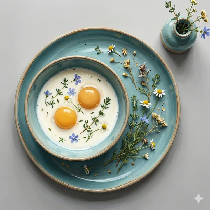 Herbes et feuilles dorées : une poésie sur des plats en terre cuite faits à la main