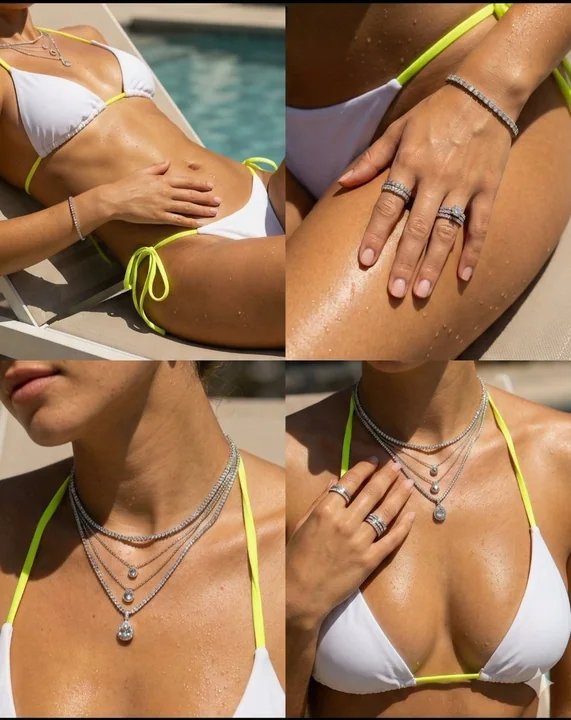Grandes photos de bijoux de luxe sous les rayons du soleil d'été