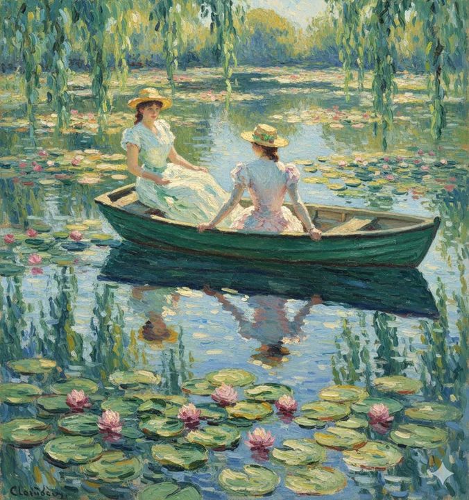 Monet's Water Lilies and Boats