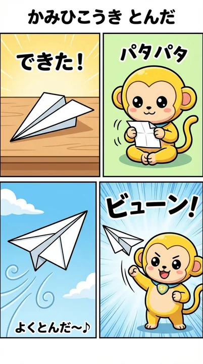 紙飛行機が青空を裂く
