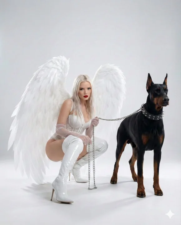 Dark Enchantment of the White-Winged Angel and the Black Doberman