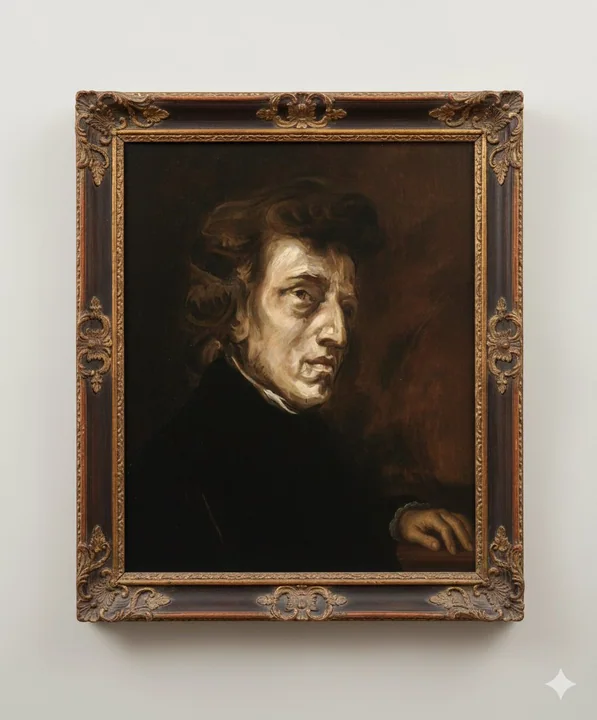 Fantasy-style reimagining of a portrait of Chopin