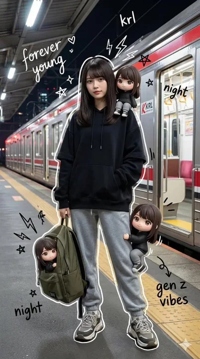 Z世代夜班站台潮酷混合媒介人像