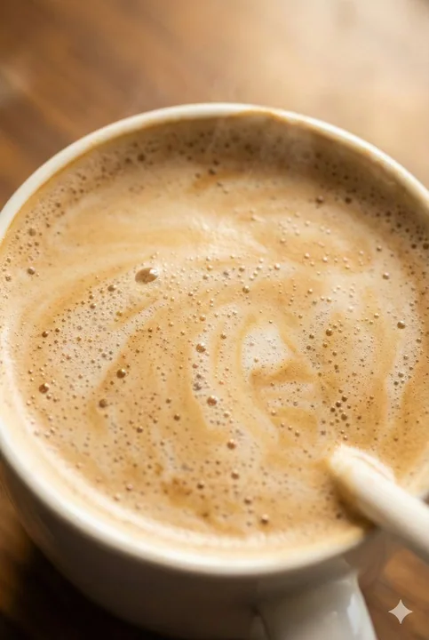 暖かい光の下、木のテーブル上の現実的なホットコーヒー