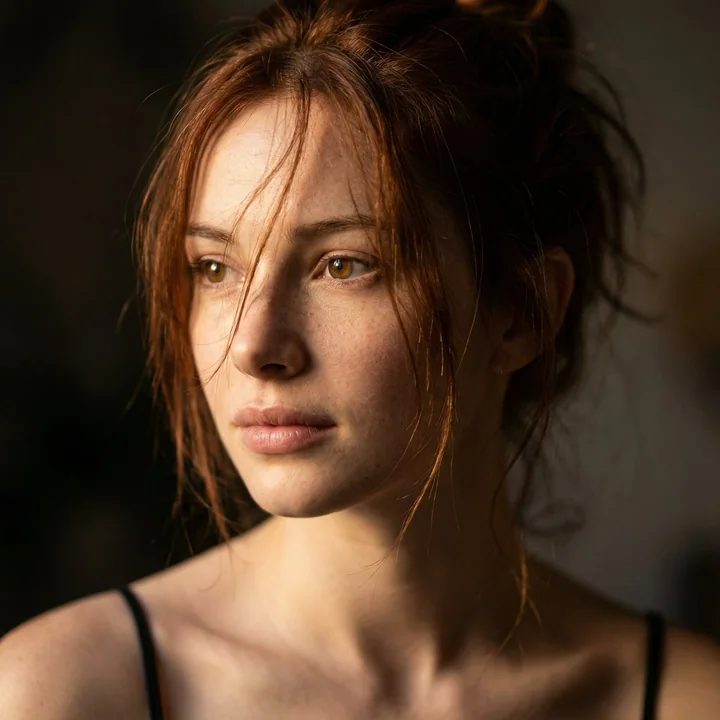 صورة مقرّبة لفتاة واقعية للغاية مع إضاءة م cinematographique