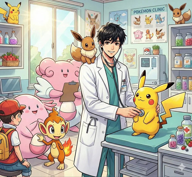 ポケモン病院で歩く癒しの医師