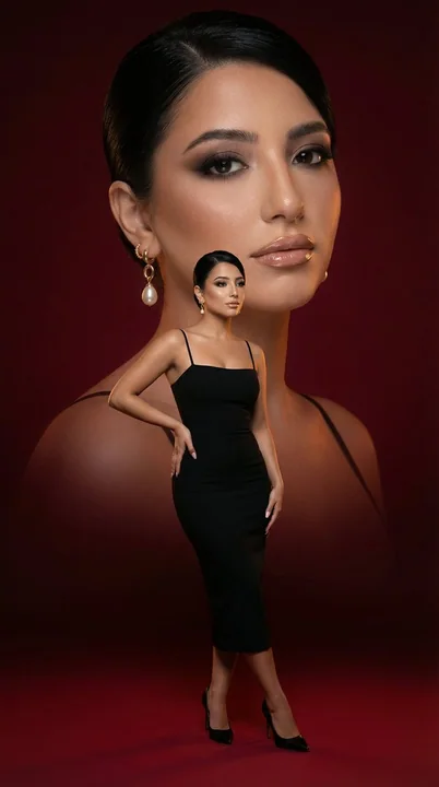 暗红色双重曝光奢华美妆大片