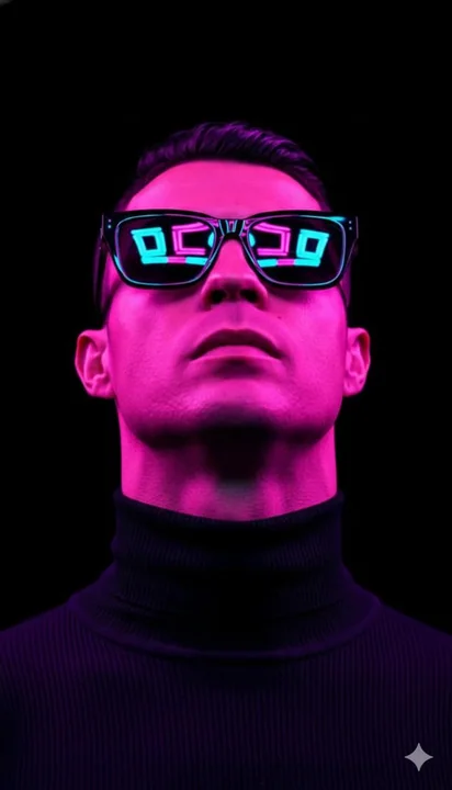 Portrait de lunettes de soleil néon cyberpunk stylisé