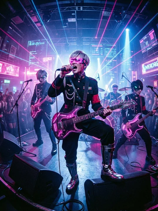 Cyberpunk Visual Band Ignites the Future at Shibuya Nightclub