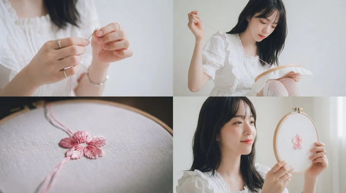 Сoft light embroidery time-lapse movie feel