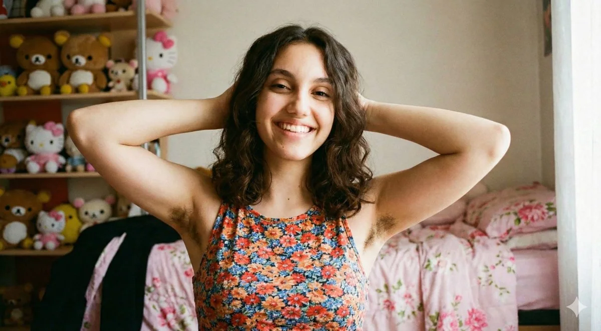 Lazy Bedroom of a Girl in a Floral Tank Top
