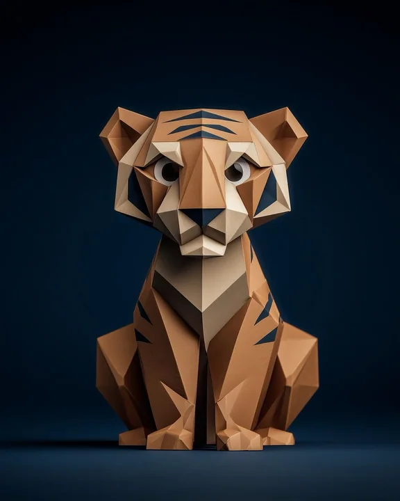 Minimalist geometric origami animal ensemble