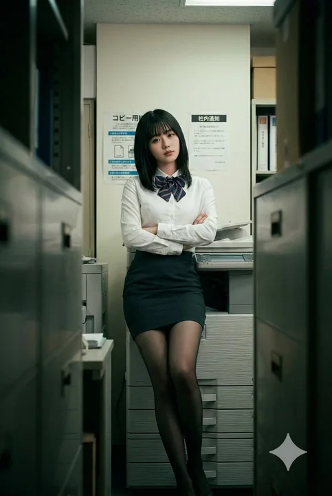 Retro Office Lady from a Peeping Tom's Perspective