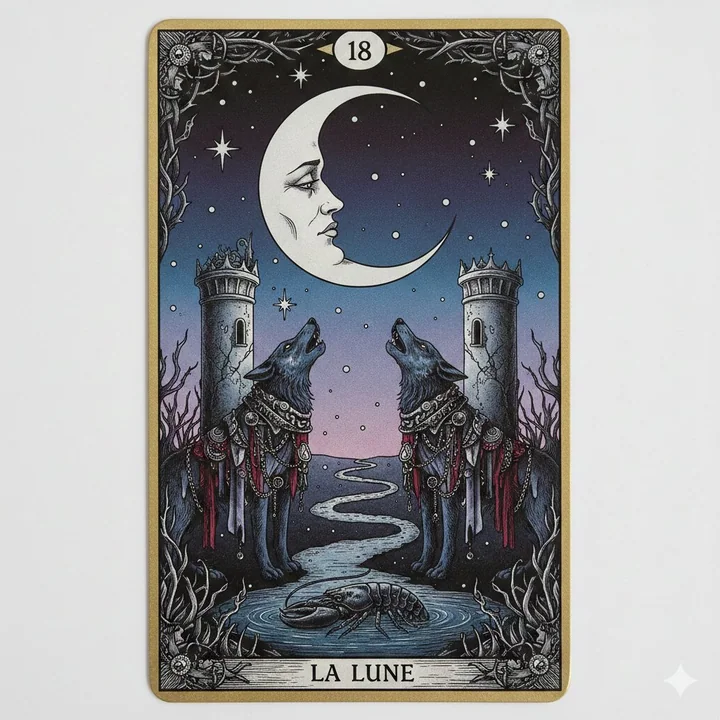Tour de la Lune gothique entourée de poissons