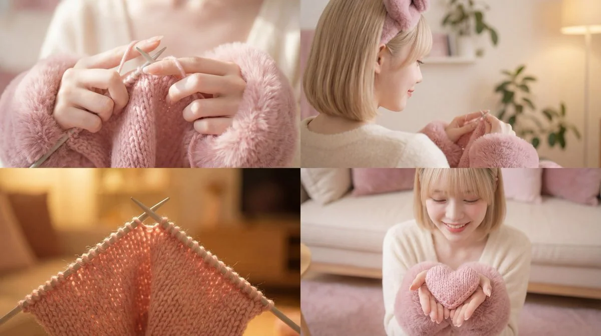 Jeune fille au film guérissant tissant des moments doux