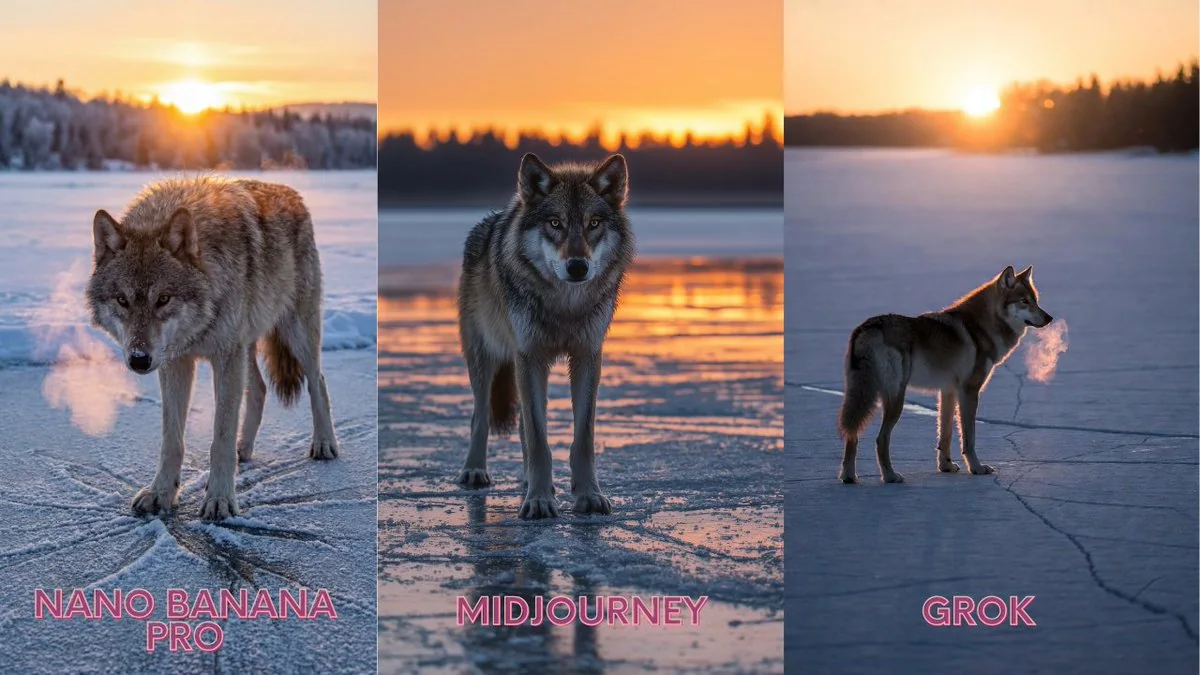 Matin solitaire d'un loup sous le soleil chaud des glaces bleues