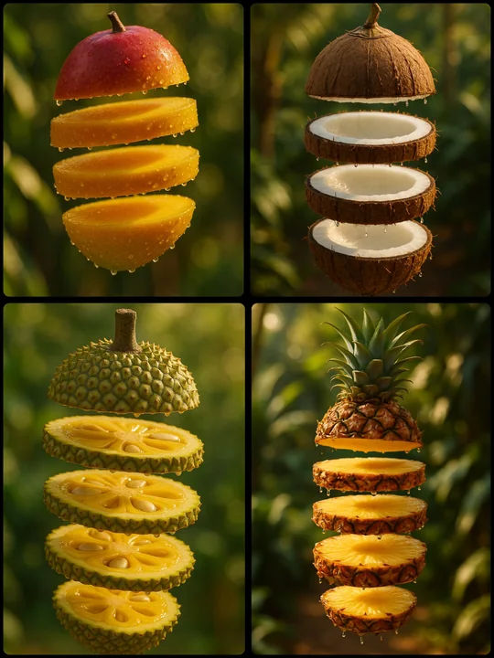 Créer des tranches flottantes de fruits