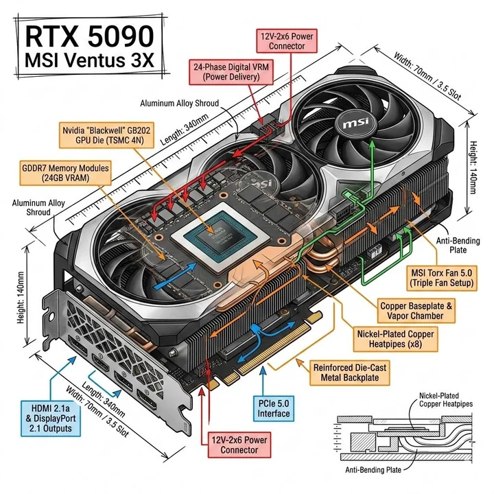 顶级5090显卡硬核信息图