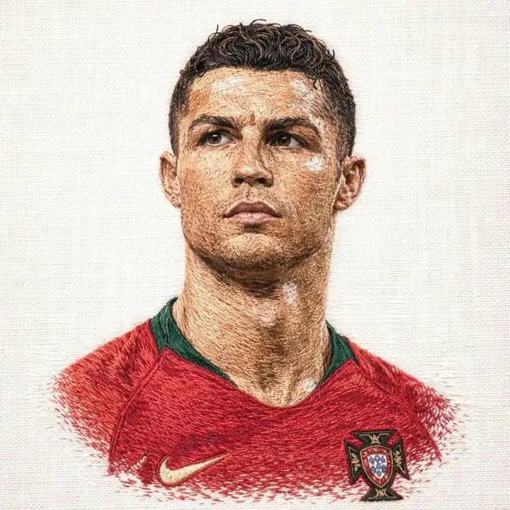 Red-clad football player hyper-realistic sketch portrait