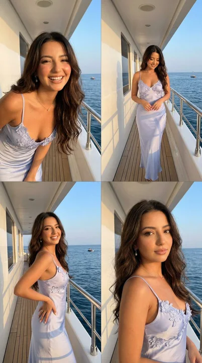 Yacht satin beauty under the setting sun's afterglow