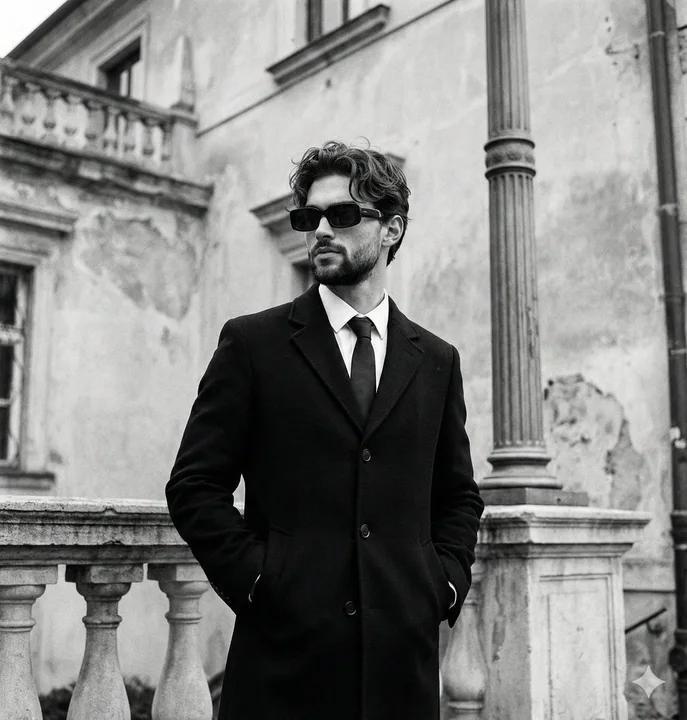Modern Gentleman in Black and White Shadows