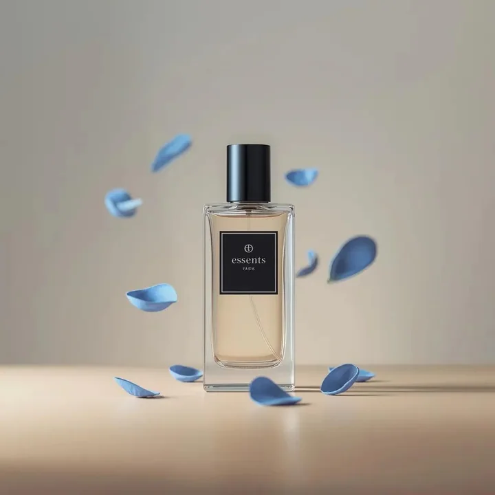 Or Noir Luxe et Pétales Bleus Flottants