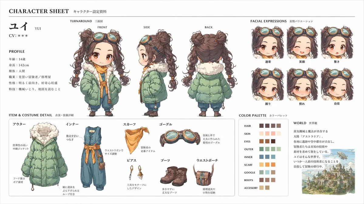 Fiche officielle des personnages / Guide illustré des paramètres de personnage