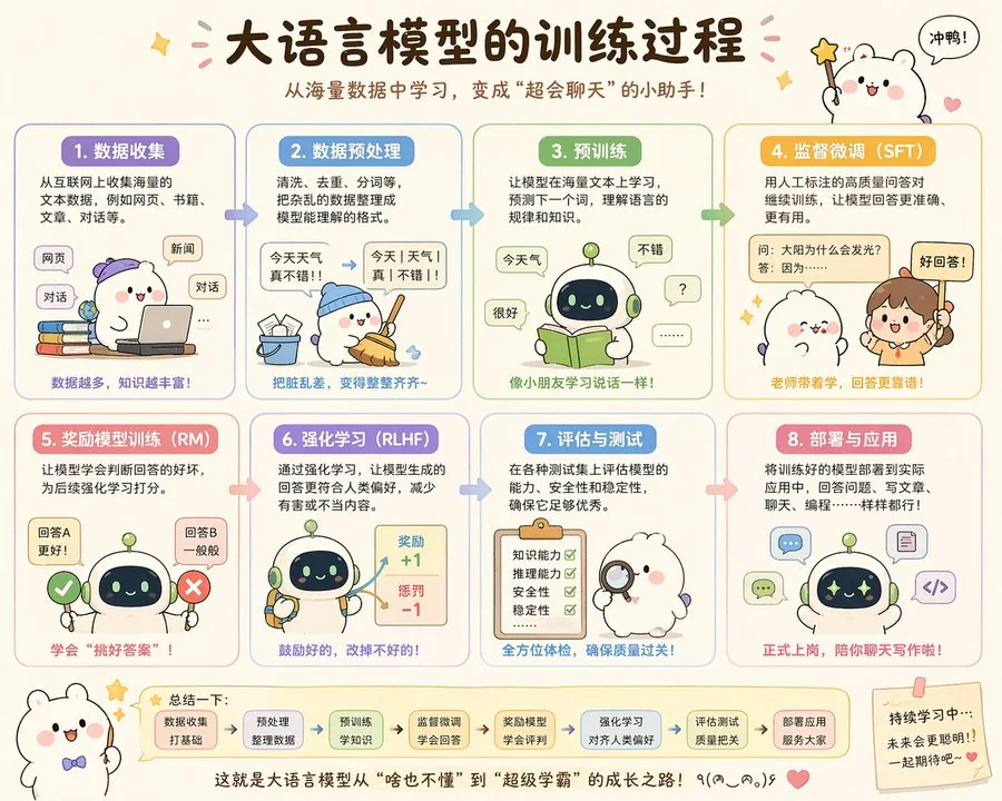 Cute Style Large Model Training Diagram