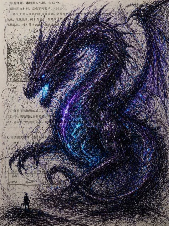 Graffiti Dragon on the Exam Paper