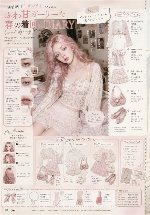 Page intérieure de magazine pour jeune fille style millénial doux