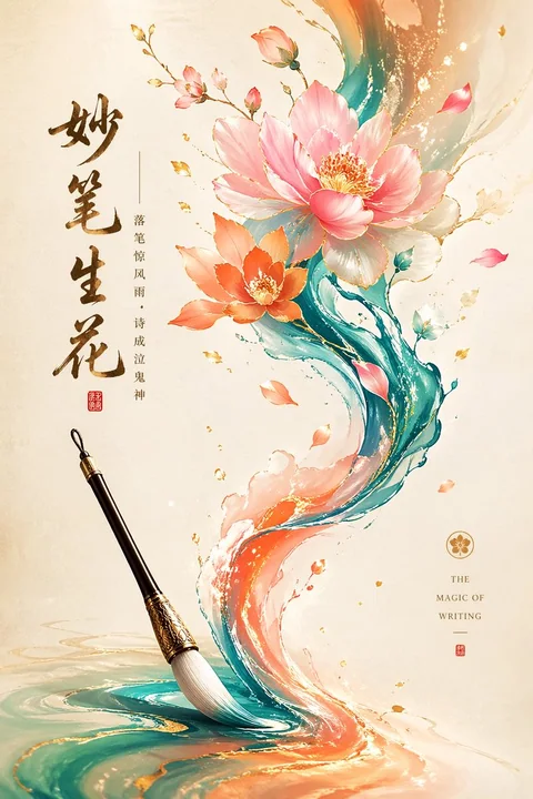 Calligraphie élégante : illustration orientale minimaliste