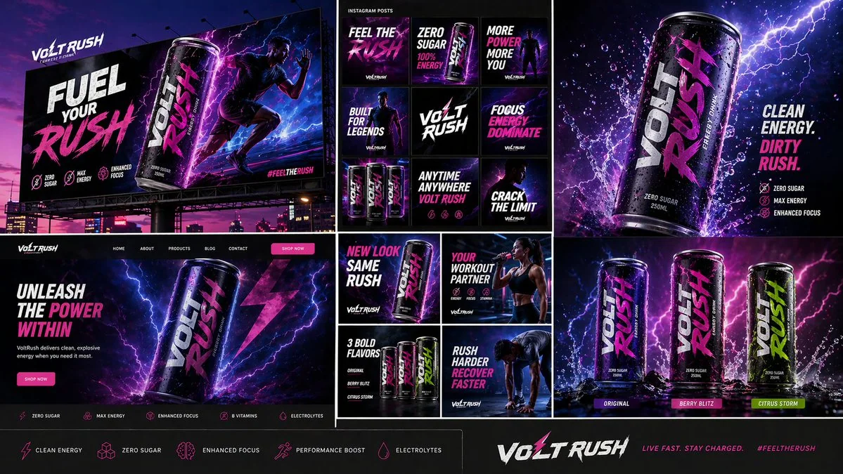 VoltRush能量饮料全套营销视觉