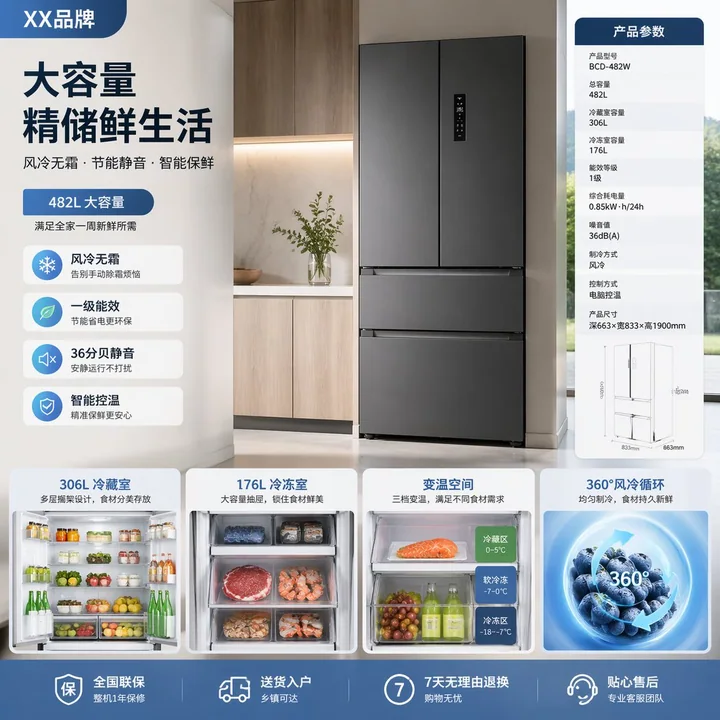 冷蔵庫の電商製品展示図