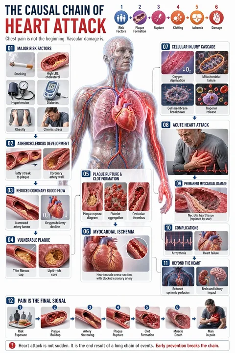 Schéma illustratif du processus d'infarctus du myocarde